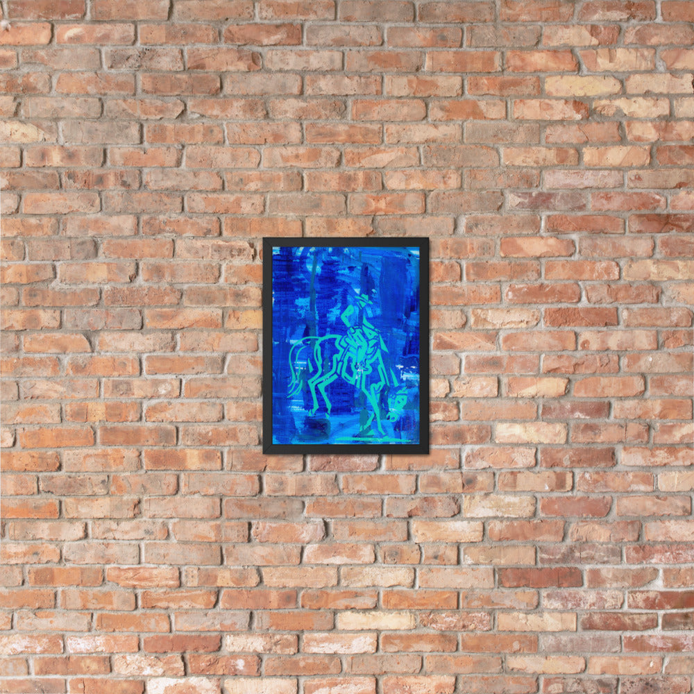 Vaquero Azul — framed poster mockup