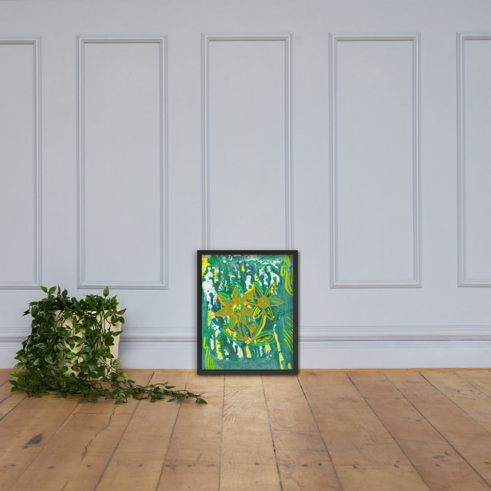 Flower Twins — framed poster mockup