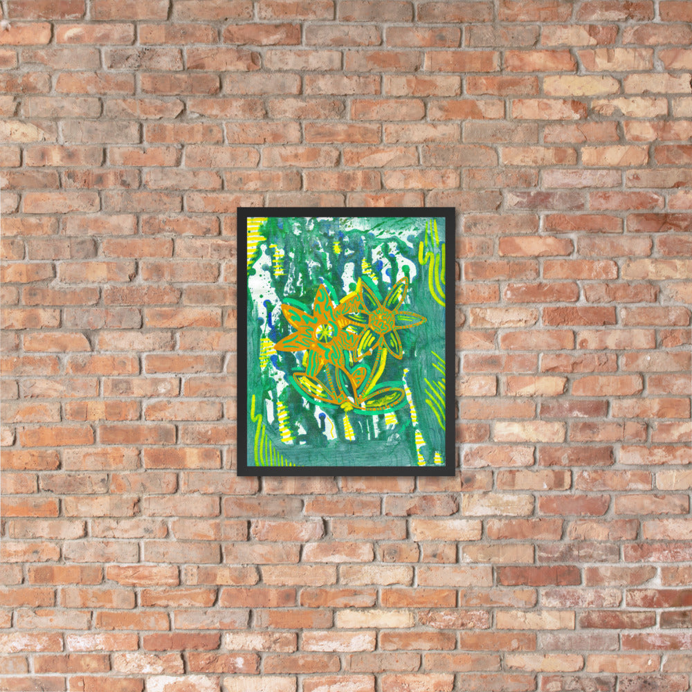 Flower Twins — framed poster mockup